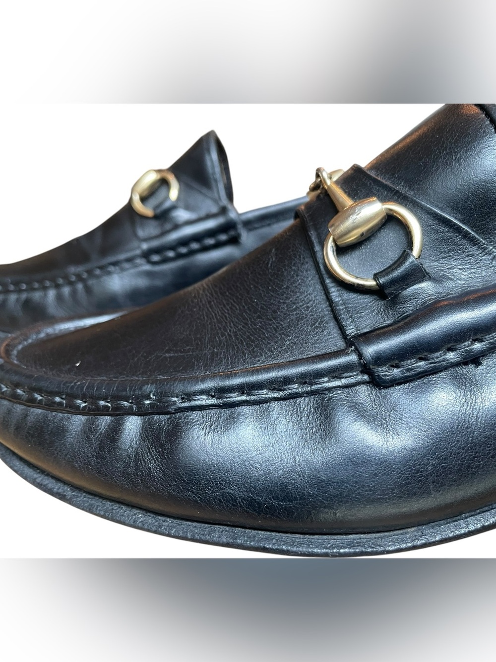 GUCCI Horsebit Vintage TOM FORD ERA Black Loafers Leather Gold Men's  8 Classic - Picture 6 of 16